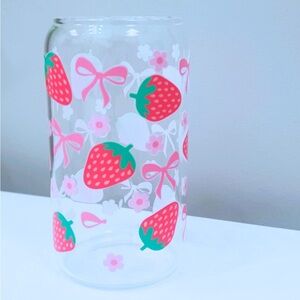 Strawberry Patterned Glass Tumbler